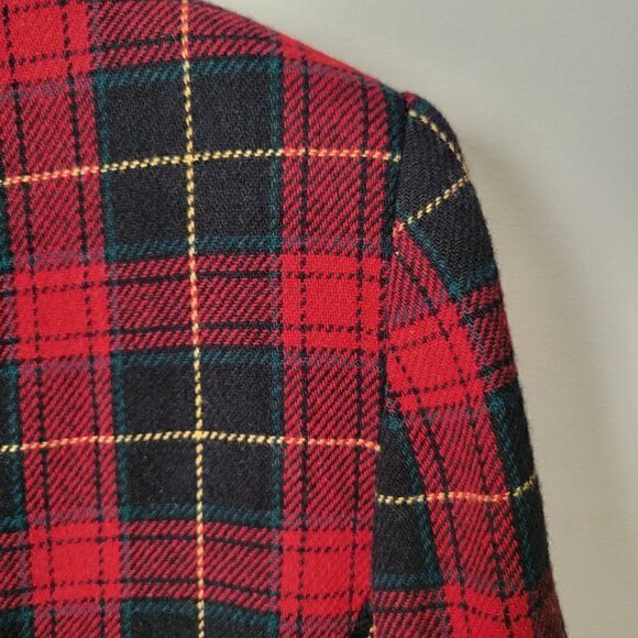EUC WHITE STAG RED PLAID WOOL BLEND JACKET BLAZER SIZE 10 / M WOMENS - Picture 4 of 15
